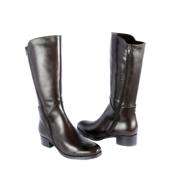 Le Pepe Napa Brn Mid Calf Boots with Shearling Fur - Picture 3 of 6